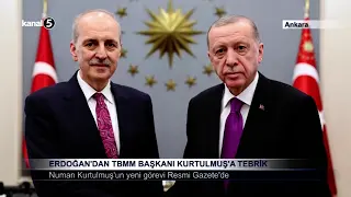 Erdoğan’dan TBMM Başkanı Kurtulmuş’a Tebrik