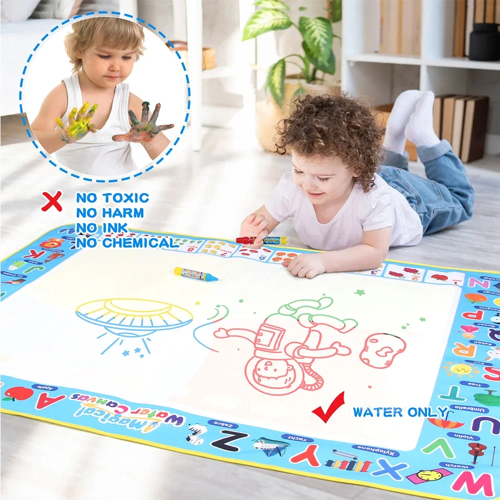 Magic Water Drawing Mat 100x80cm, Reusable Doodle Painting Board for Kids - 3