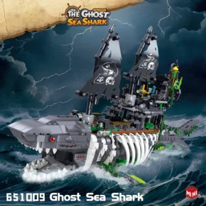 Shark Pirate Ship Building Blocks 1155PCS with LED Light