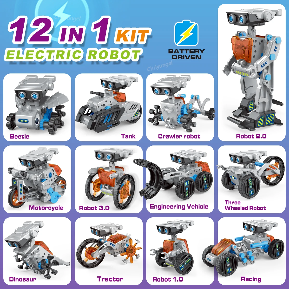 12-in-1 STEM Robot Building Kit, DIY Engineering Construction Set for Kids - 2