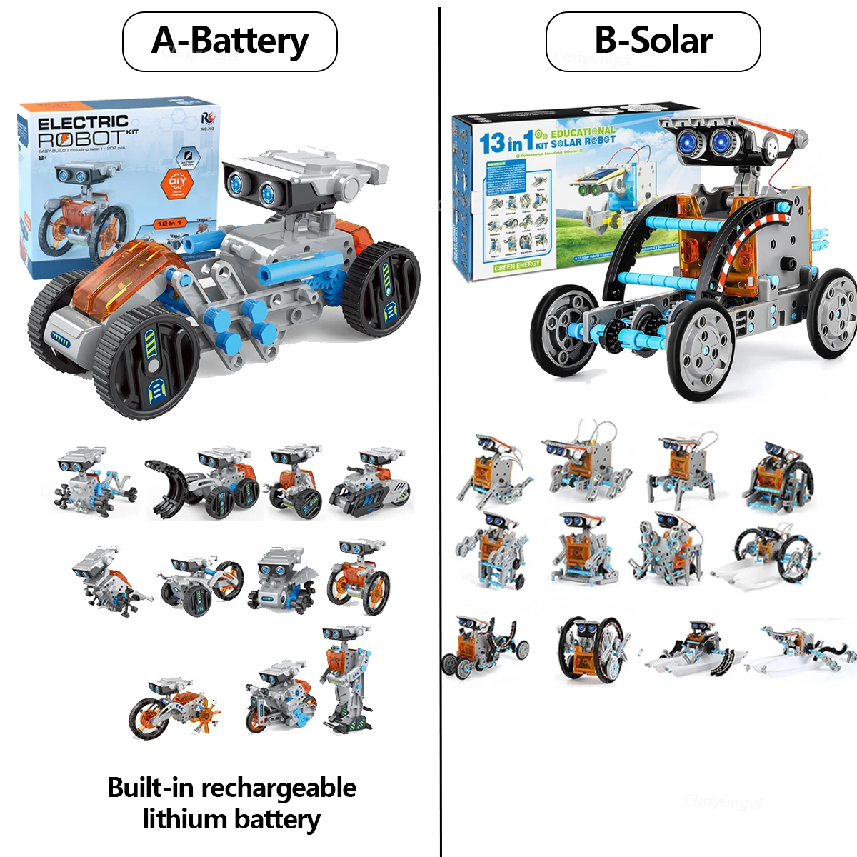 12-in-1 STEM Robot Building Kit, DIY Engineering Construction Set for Kids - 5