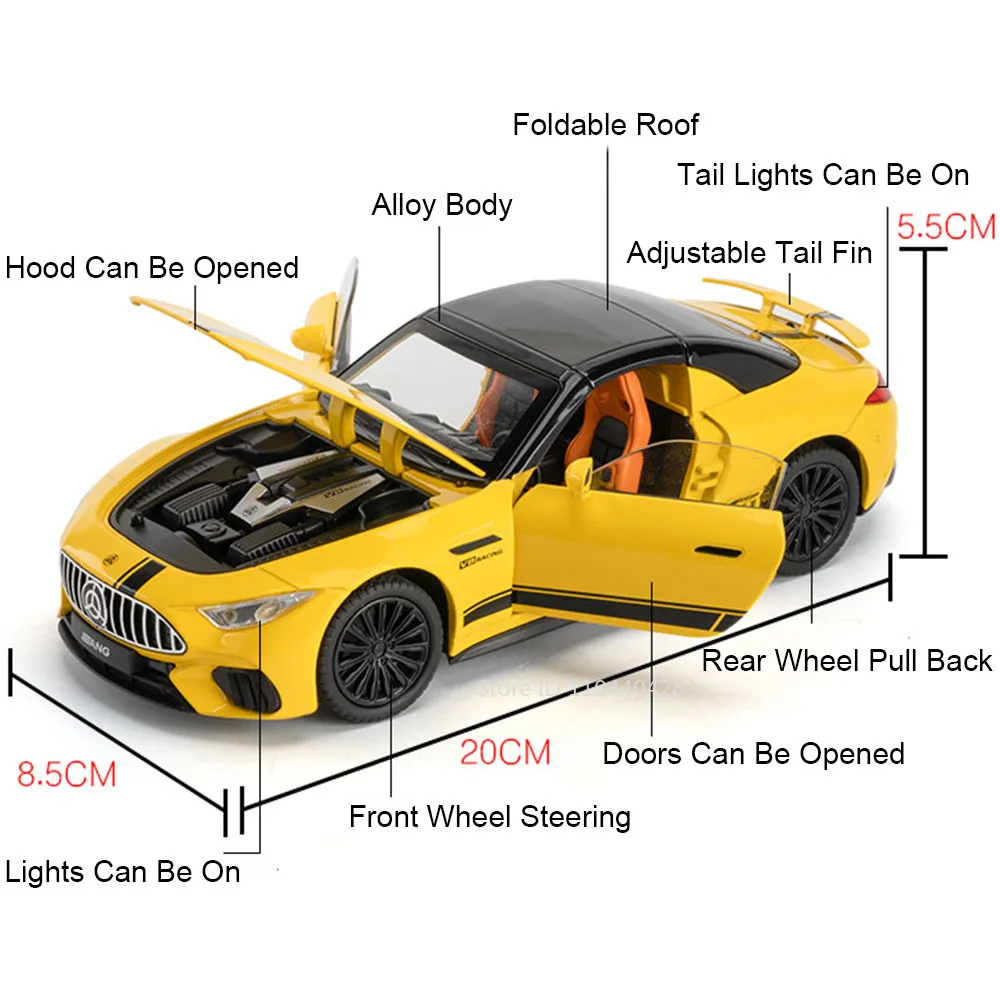 1:22 Scale Alloy Car Model Diecast Vehicle with Sound and Light - 2