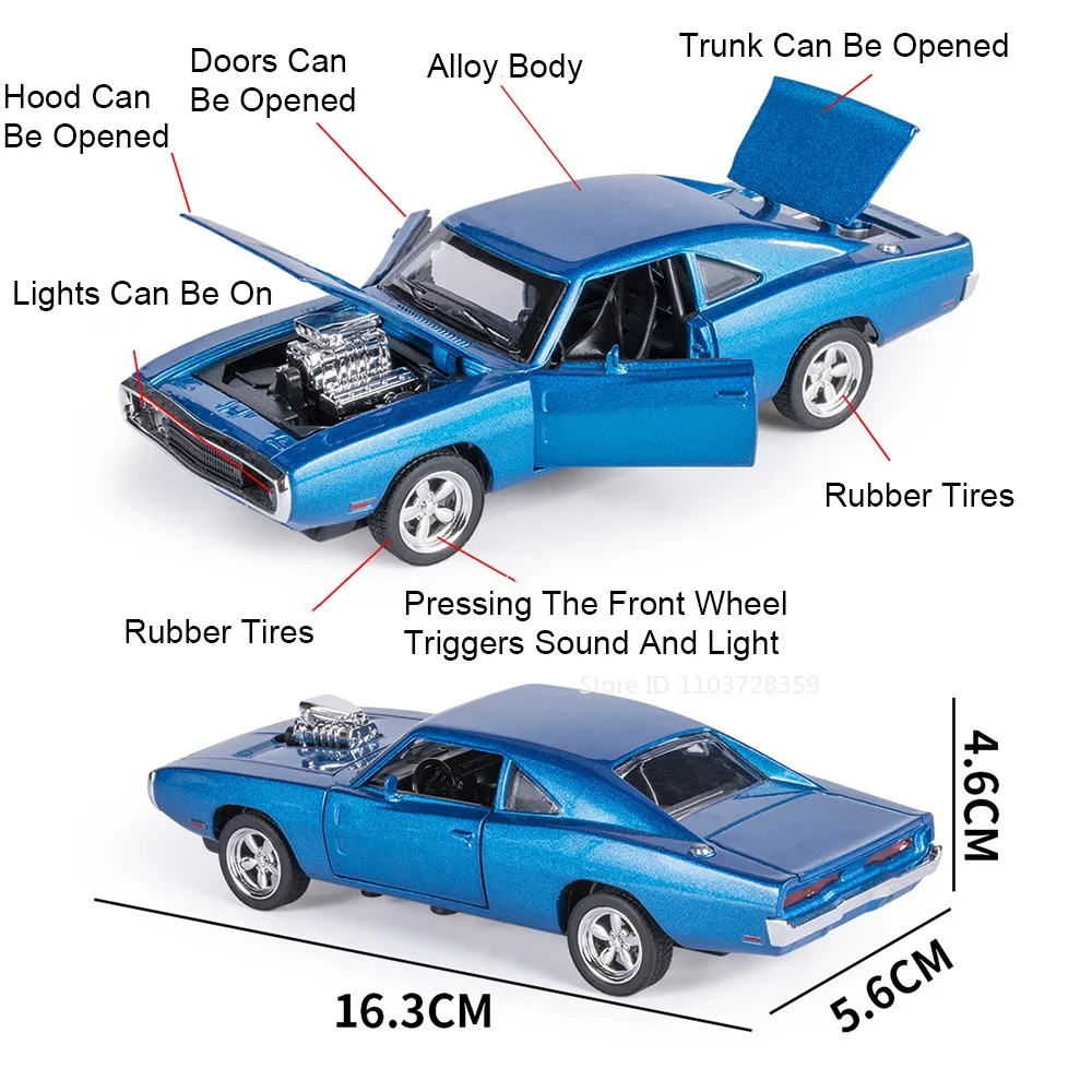 1970 Eldorado Biarritz Diecast Car Model 1:32 Scale Alloy Toy Vehicle - 6