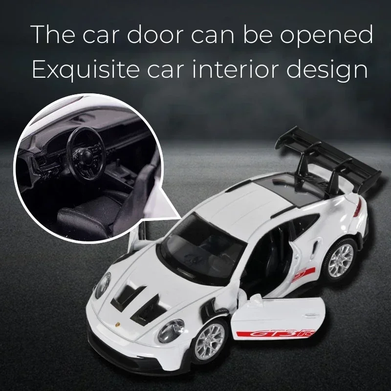 Porsche 911 GT3 RS Alloy Model Car, 1:36 Scale Diecast Sports Toy - 3