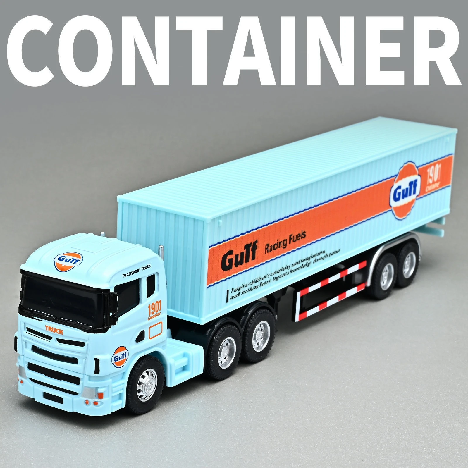 1:64 Scale Container Truck Model Gulf Version Diecast Alloy Toy
