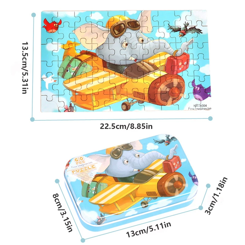 60-Piece Jigsaw Puzzle for Kids, Educational Cartoon Animal Puzzle Game - 3