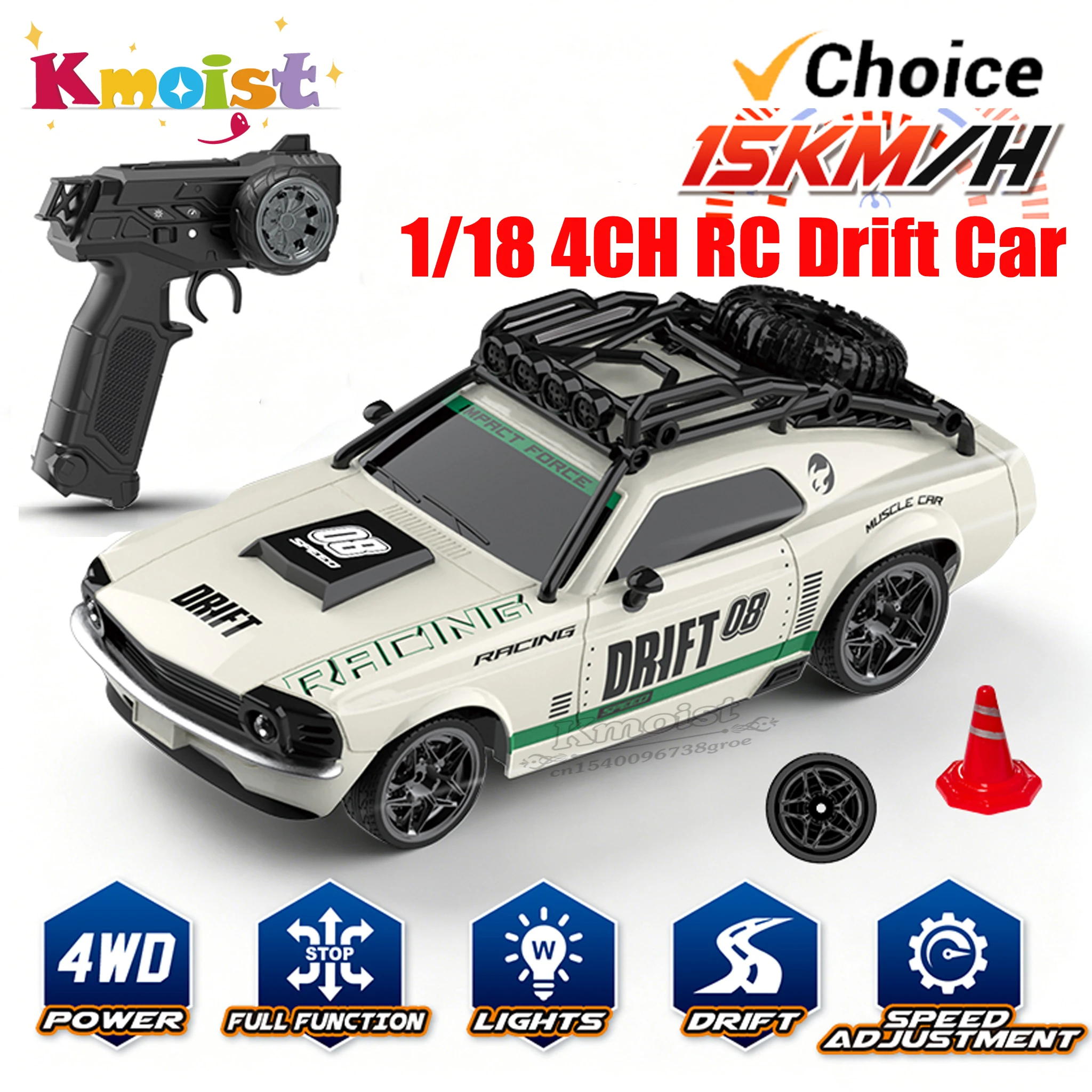 1/18 Retro Remote Control Car with LED Lights and 2.4G Radio Control