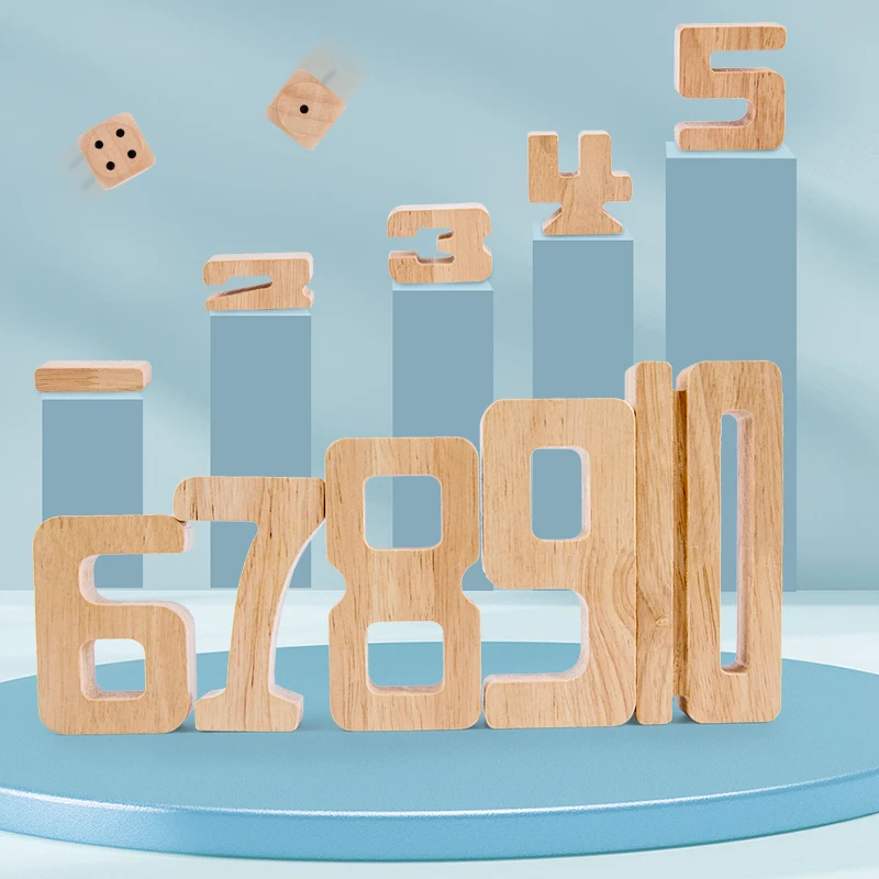 Wooden Number Stacking Blocks Set for Math Learning and Fine Motor Skills - 2