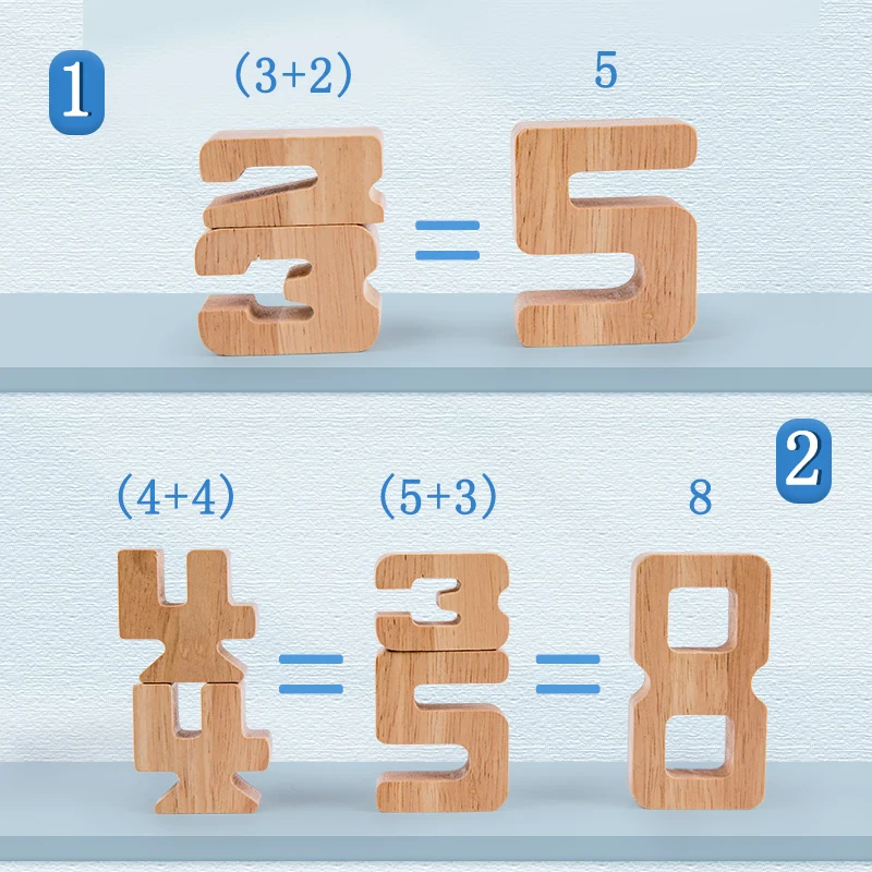 Wooden Number Stacking Blocks Set for Math Learning and Fine Motor Skills - 3