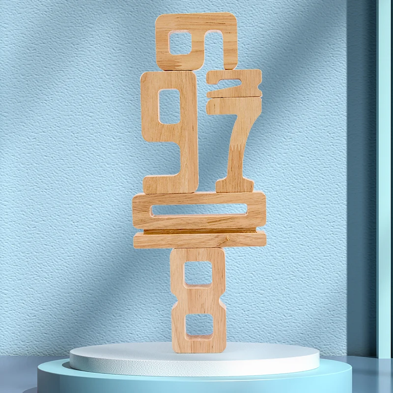 Wooden Number Stacking Blocks Set for Math Learning and Fine Motor Skills - 4