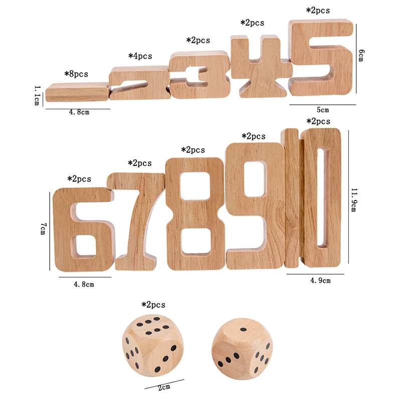 Wooden Number Stacking Blocks Set for Math Learning and Fine Motor Skills - 6