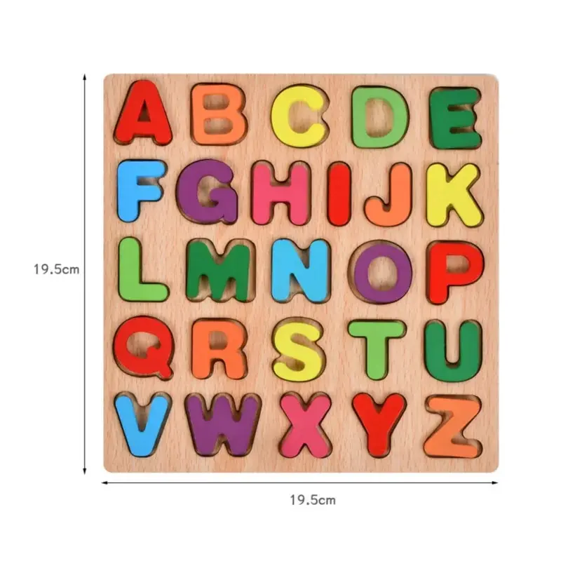Wooden Alphabet Number Puzzle Montessori Early Education Matching Game - 6