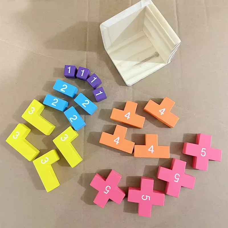 3D Cube Puzzle Luban Interlocking Wooden Brain Teaser Toy for Kids - 5