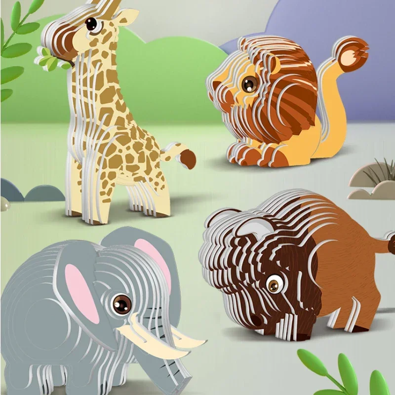 3D Dinosaur Jigsaw Puzzles for Kids, Educational Paper Model Toys - 2