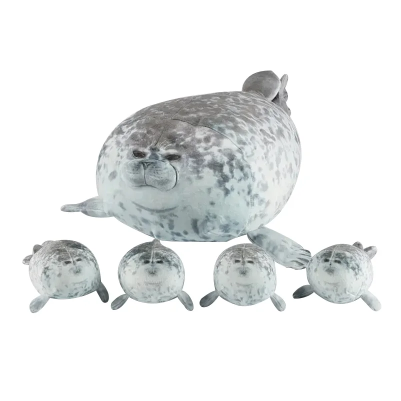 Seal plush toy set 40cm mother with four baby seals zipper toy - 2