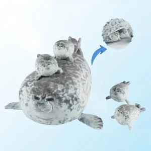 Seal plush toy set 40cm mother with four baby seals zipper toy