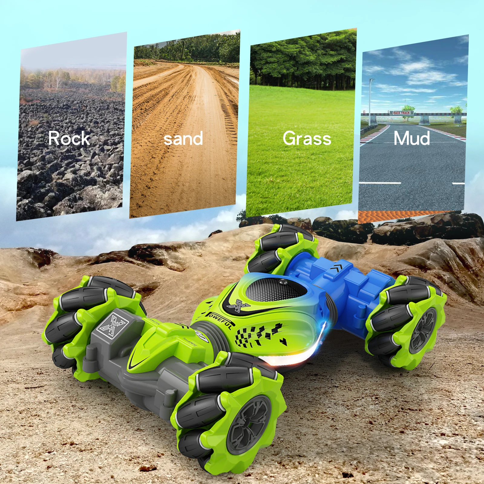 Gesture Sensing RC Stunt Car, 2.4GHz Remote Control Twist Vehicle with Lights and Music - 2