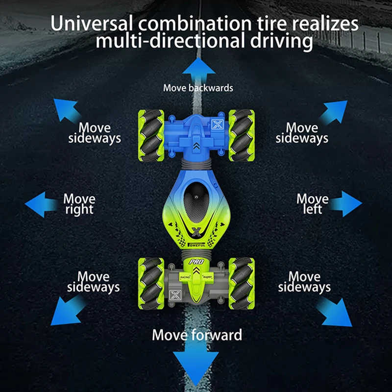 Gesture Sensing RC Stunt Car, 2.4GHz Remote Control Twist Vehicle with Lights and Music - 3