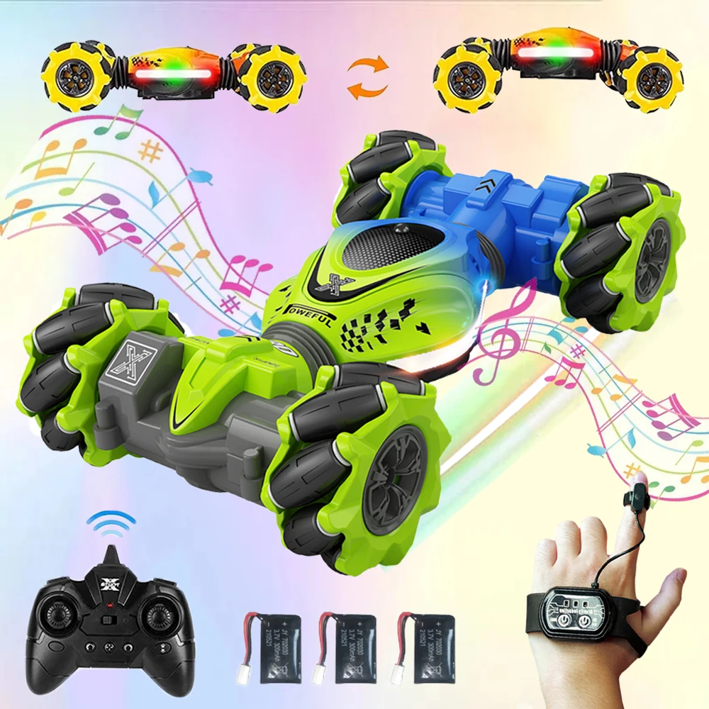 Gesture Sensing RC Stunt Car, 2.4GHz Remote Control Twist Vehicle with Lights and Music