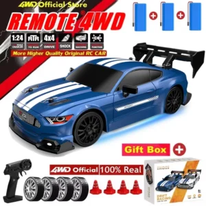 4WD Drift RC Car with LED Lights and Replaceable Tires 4x4 Racing Toy