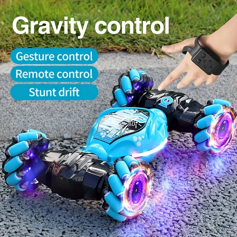 4WD RC Drift Car with Gesture Control, LED Lights, and Spray Stunt Features - 4