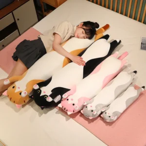 Long Cat Plush Pillow 50-130cm Soft Stuffed Animal Nap Cushion for Kids