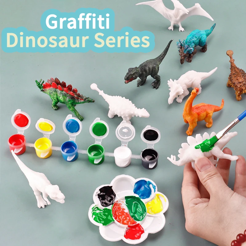Dinosaur painting kit for kids, DIY blank model art set with non-toxic paint - 2