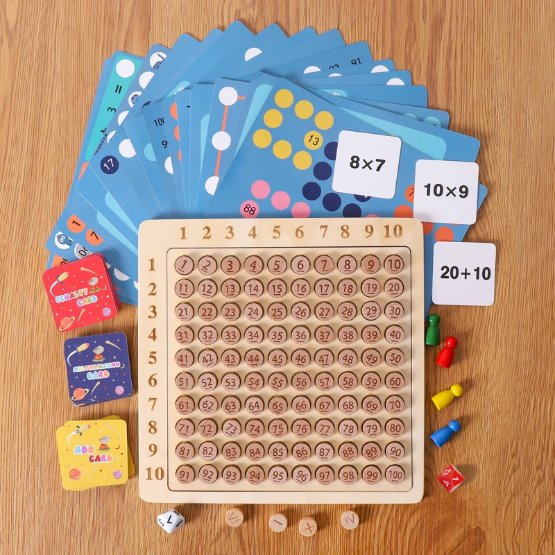 99 Multiplication Table Math Toy Wooden Educational Board for Kids - 2