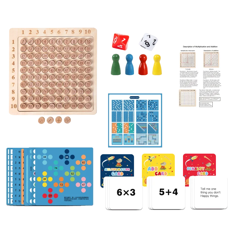99 Multiplication Table Math Toy Wooden Educational Board for Kids - 4