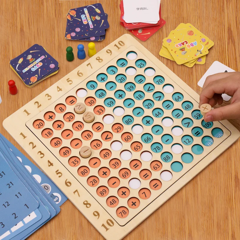99 Multiplication Table Math Toy Wooden Educational Board for Kids