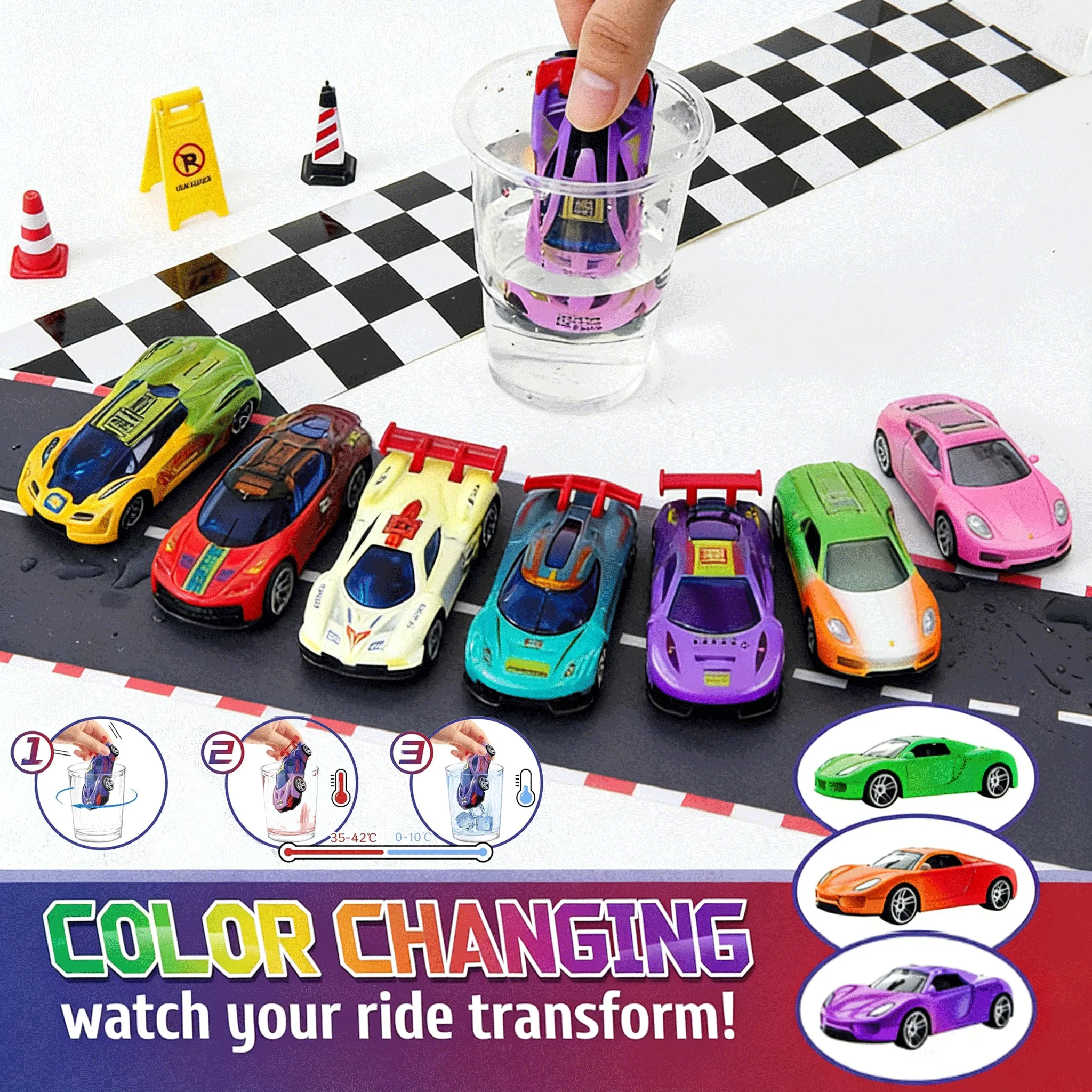 Color Changing Alloy Toy Car 1:64 Temperature Sensing Racing Model