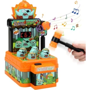 Whack a zombie game mini electronic arcade toy for kids with 2 hammers