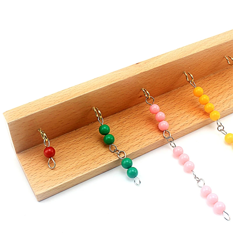 Montessori Colored Beads Chain Math Toy, 1-10 Beech Wood Counting Set - 5