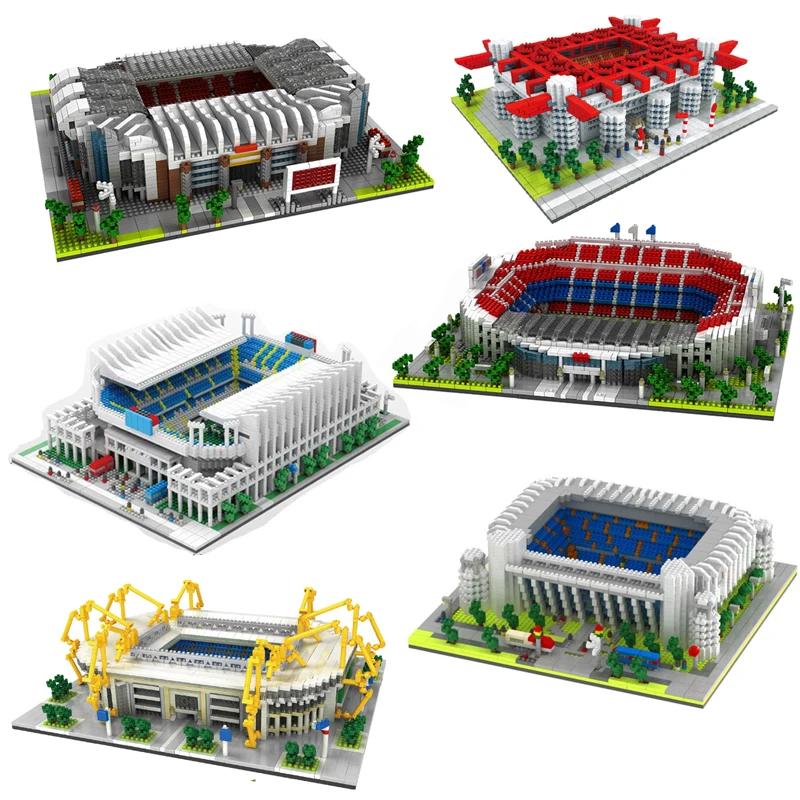 Barcelona Soccer Stadium Micro Blocks Building Sets Mini Bricks Architecture Building Block Toys for Adults Football Field Gift