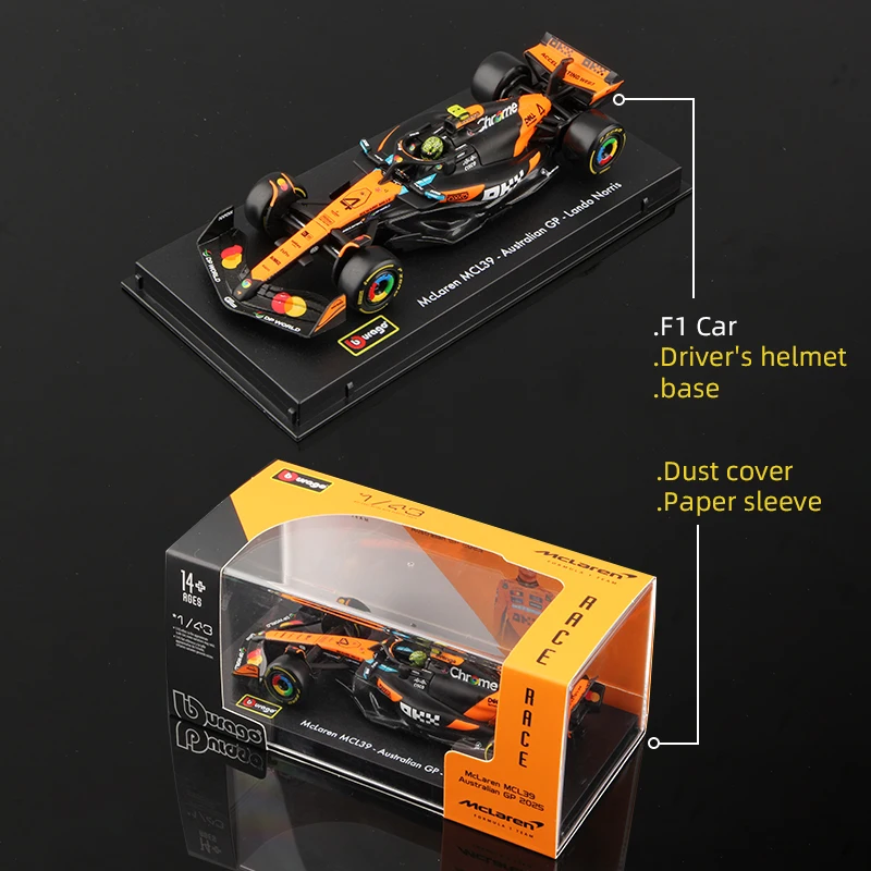 1:43 2025 F1 model car with helmet and display case, diecast alloy racing vehicle - 2