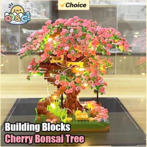 Cherry Bonsai Tree Building Blocks Set with LED Light Sakura Plant Model