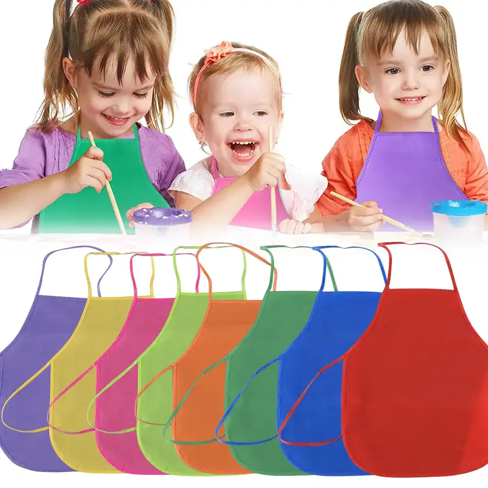 Kids Painting Apron, Non-Woven Fabric Children Art and Cooking Bib - 2