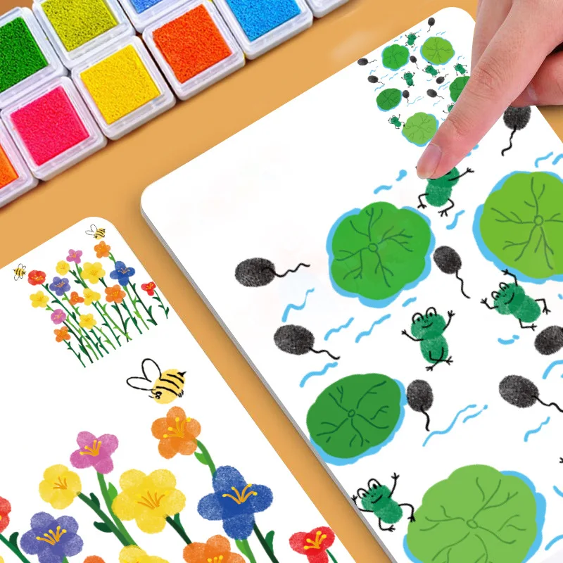 Finger print painting kit for kids, creative drawing and DIY graffiti educational toy - 2