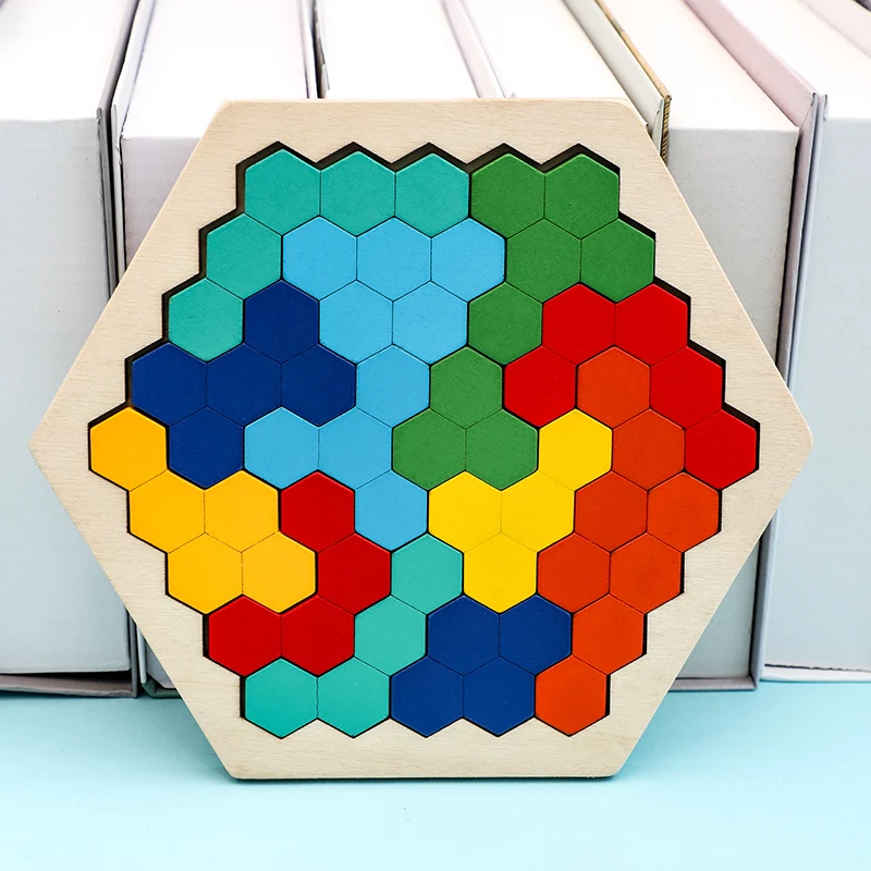 Wooden Tangram Puzzle Toy for Kids, Educational Math Jigsaw Game - 2