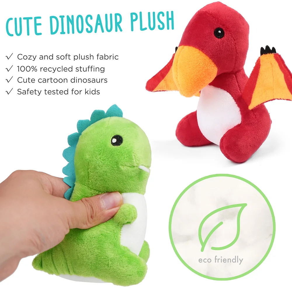 Dinosaur Stuffed Animals, 5 Small Dinosaur Plush Dolls in Egg Bag - 3