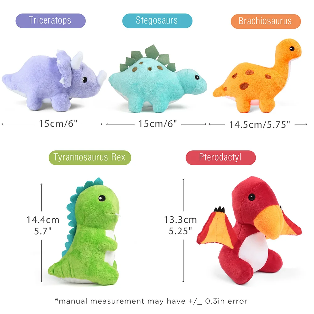 Dinosaur Stuffed Animals, 5 Small Dinosaur Plush Dolls in Egg Bag - 4