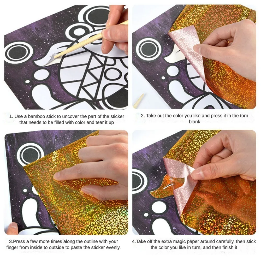 DIY Cartoon Magic Transfer Painting Crafts for Kids Arts and Crafts Toys Children Creative Educational Learning Drawing Toys - 4