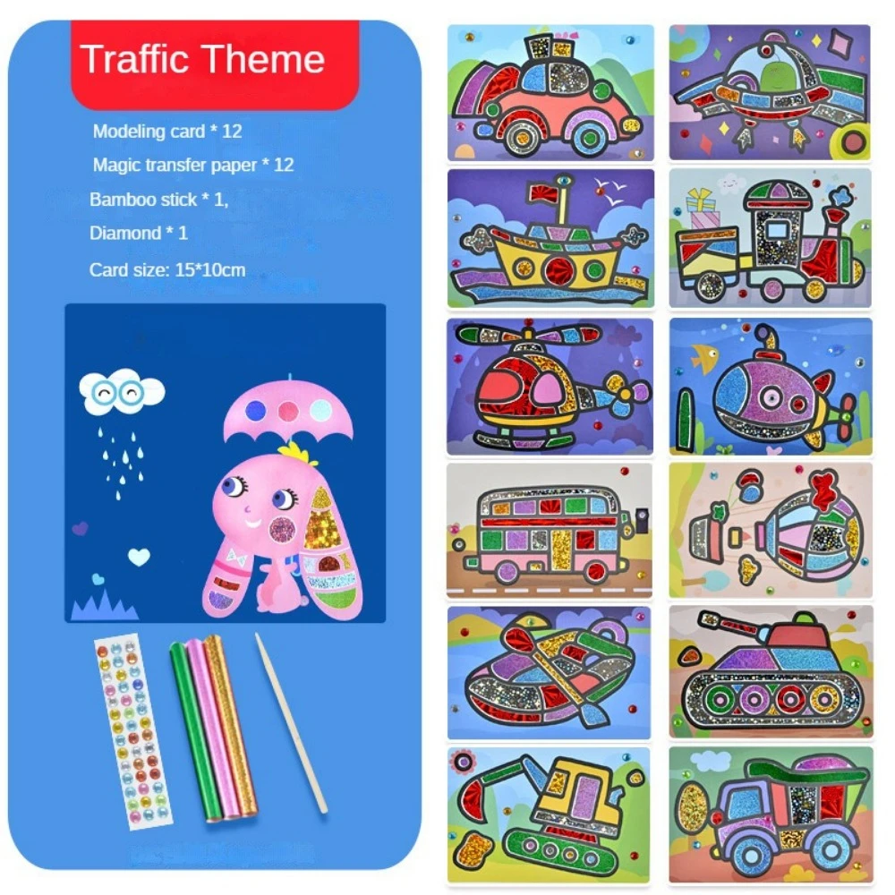 DIY Cartoon Magic Transfer Painting Crafts for Kids Arts and Crafts Toys Children Creative Educational Learning Drawing Toys - 6