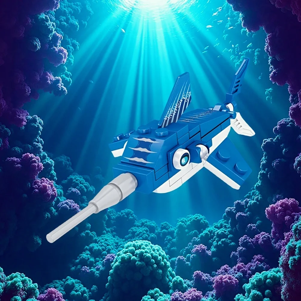 Marine Animal Building Blocks Kit, STEM Educational Ocean Toy for Kids - 5