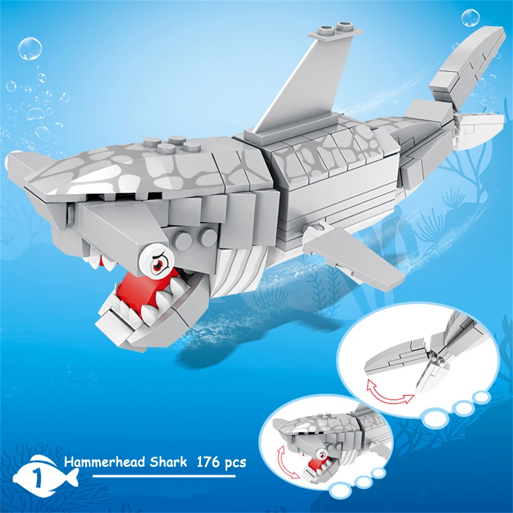 Marine Animal Building Blocks Kit, STEM Educational Ocean Toy for Kids - 6