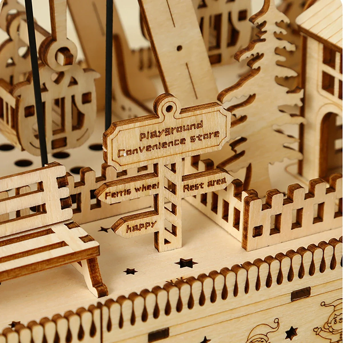 3D Wooden Puzzle Ferris Wheel DIY Assembly Building Model Kit - 3