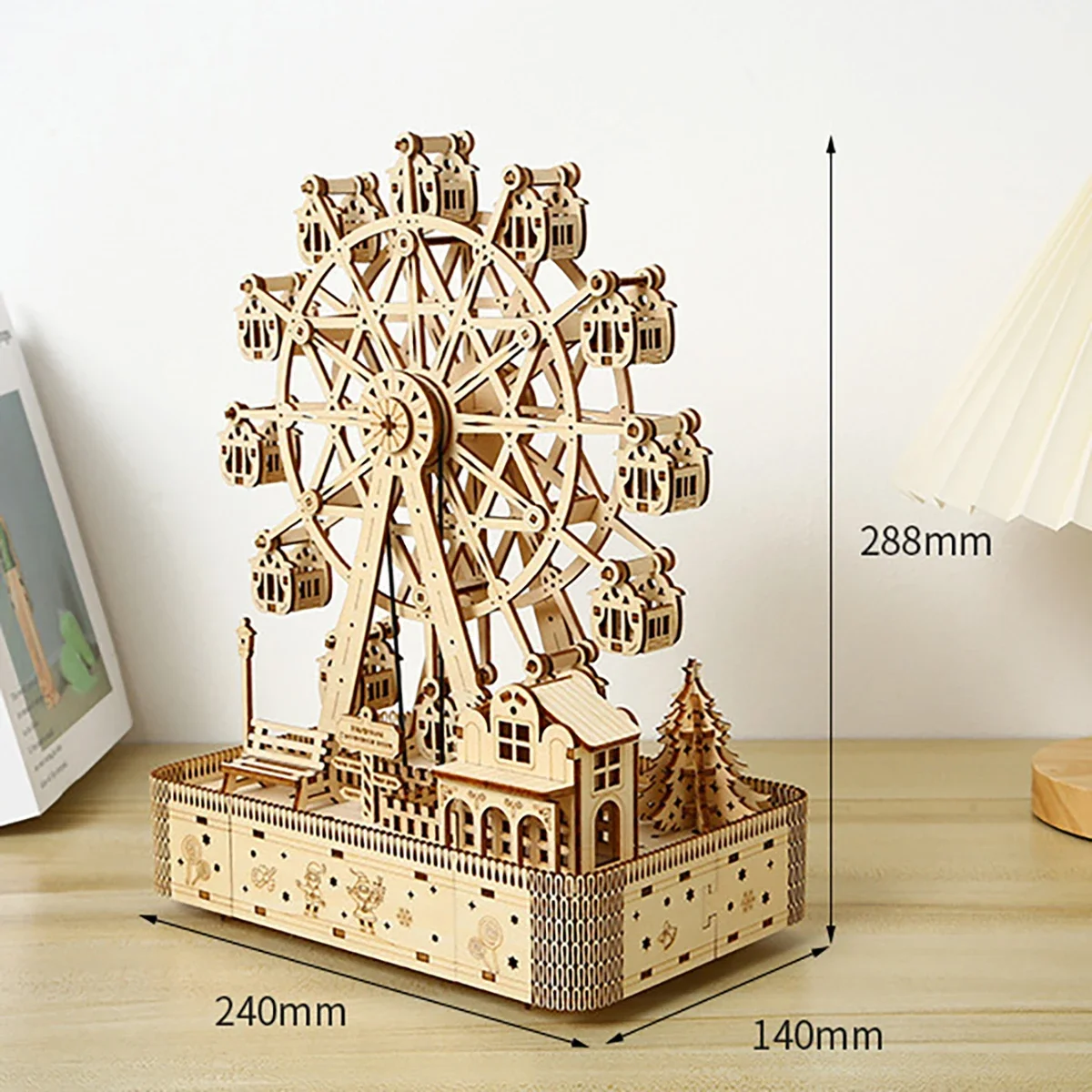 3D Wooden Puzzle Ferris Wheel DIY Assembly Building Model Kit - 4