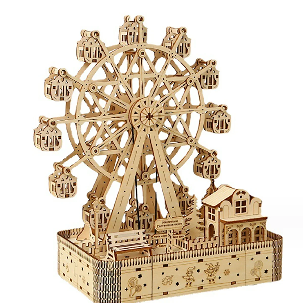 3D Wooden Puzzle Ferris Wheel DIY Assembly Building Model Kit - 5