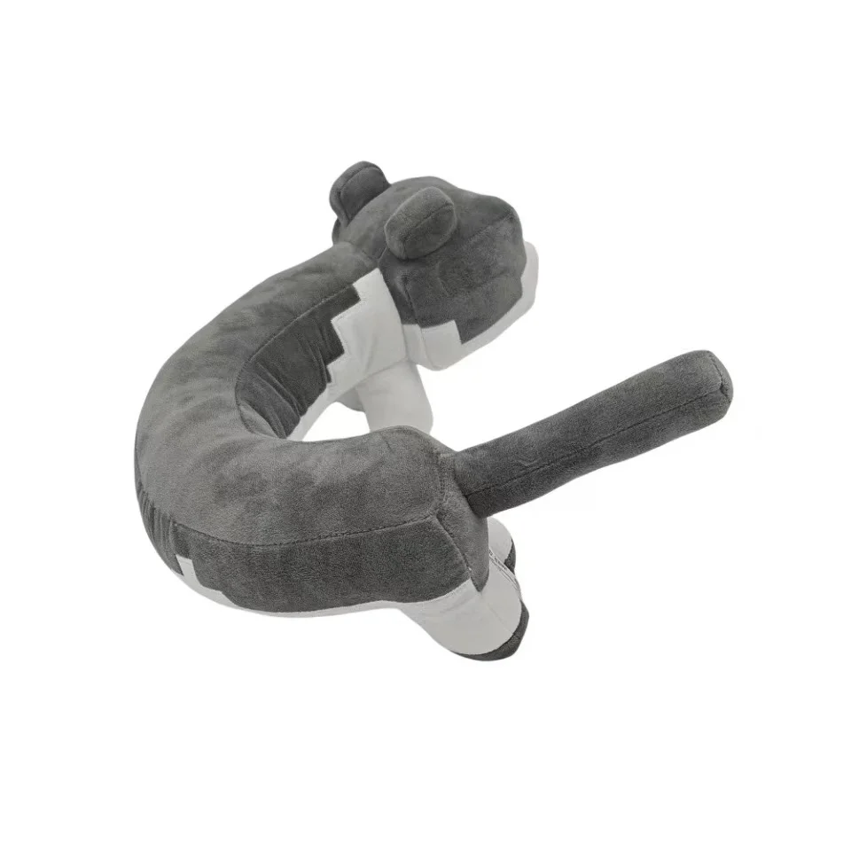 Gray U-shaped plush cat pillow for children - 4