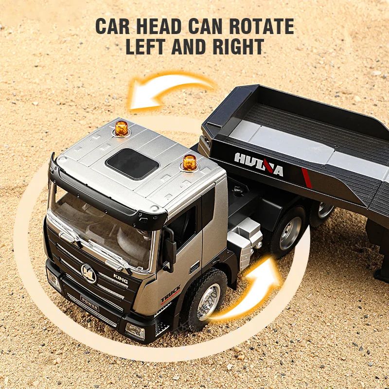 9-Channel Remote Control Flatbed Truck 1:24 Scale Alloy Engineering Vehicle - 5